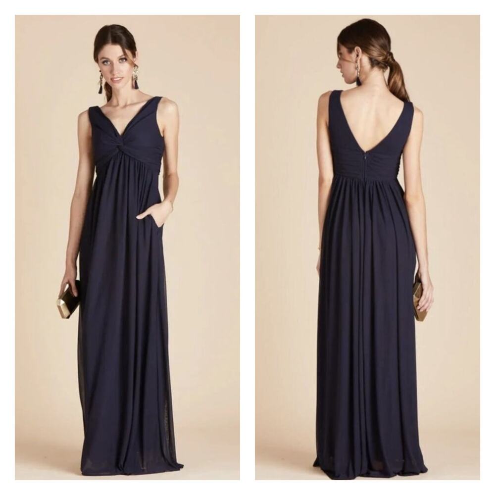 Birdy‎ Grey Lianna Chiffon Bridesmaid Maxi Dress S Blue